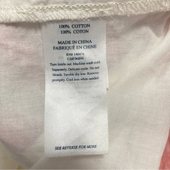 Faherty Shirt Womens Ivory Organic Cotton Popover Short Sleeve Pockets - Picture 8 of 13